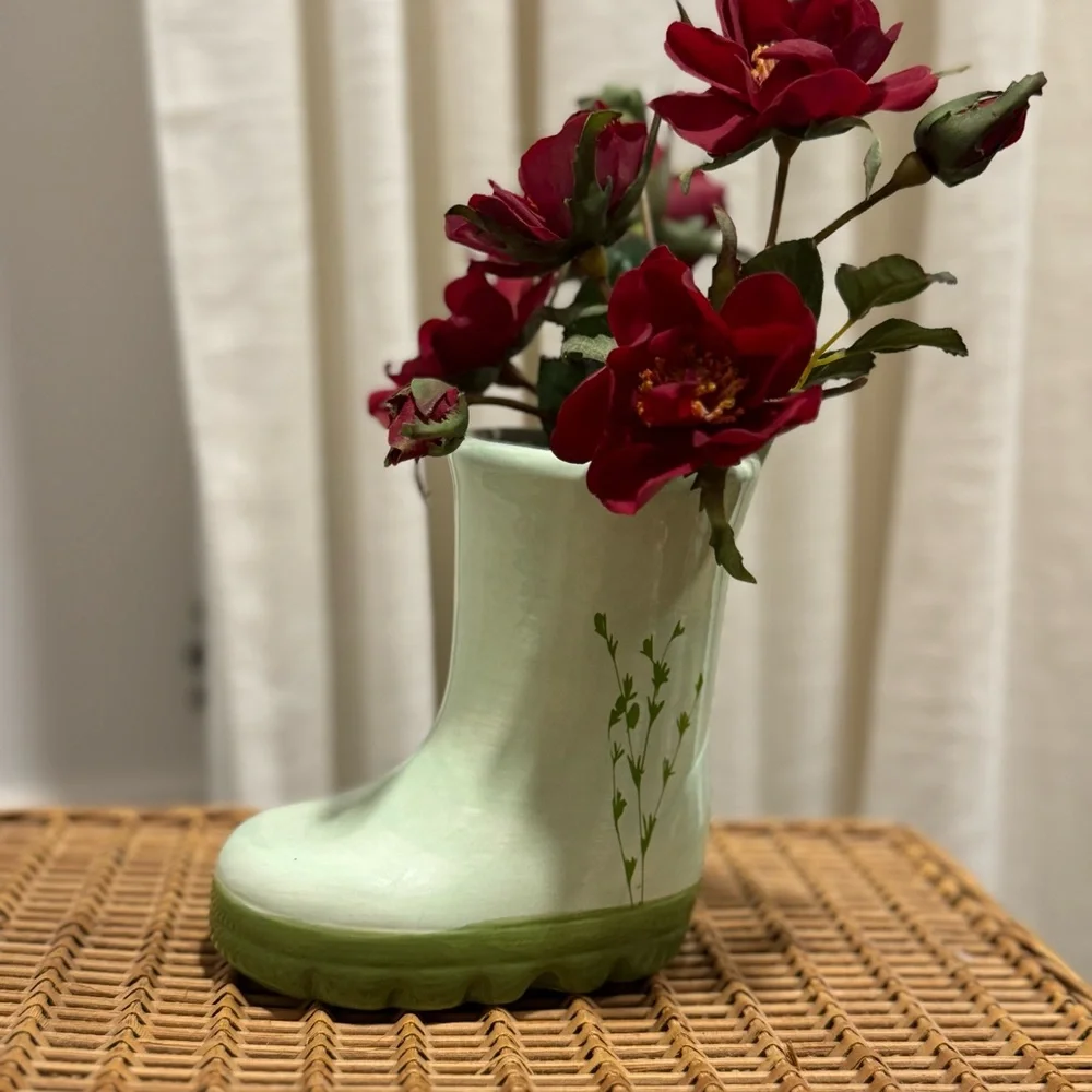 Vintage 5.5 Inch Tall Ceramic Baby Rainboot Planter/ Vase